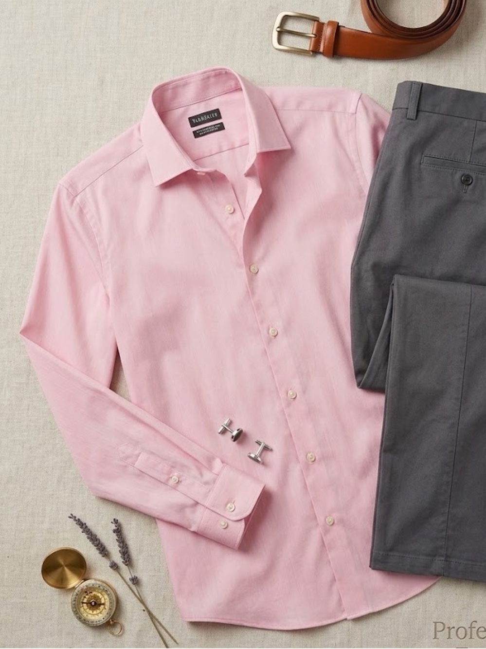 Van Heusen Men's Light Pink Long-Sleeve Dress Shirt